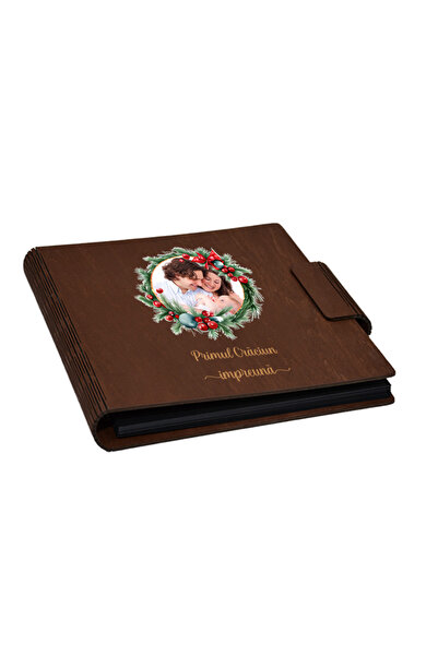 Piksel Album foto, coperta lemn, personalizat, Primul Craciun impreuna, Pikse...