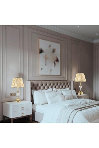 Apliqa (2 Adet) Angel Gold Kristal Taşlı Abajur Seti