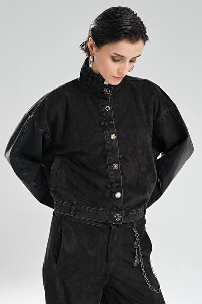 tw3 Γυναικείο σακάκι από ύφασμα σουέτ με λεπτομερή σχεδίαση με συνδυασμός υφα...