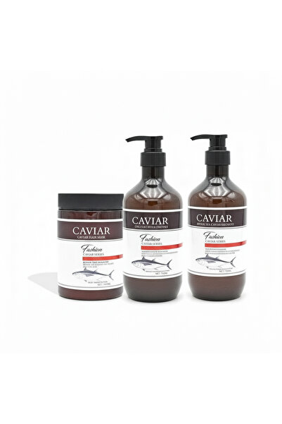Caviar مجموعة العناية بالشعر: شامبو 750 مل، بلسم 750 مل، وقناع إصلاح 1000 مل