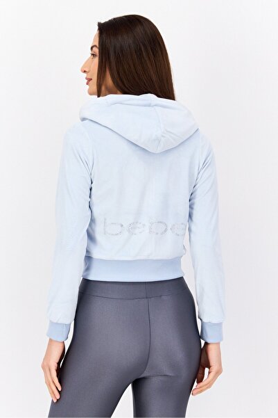 Bebe Women Hooded Brand Logo Sweatshirts, Powder Blue