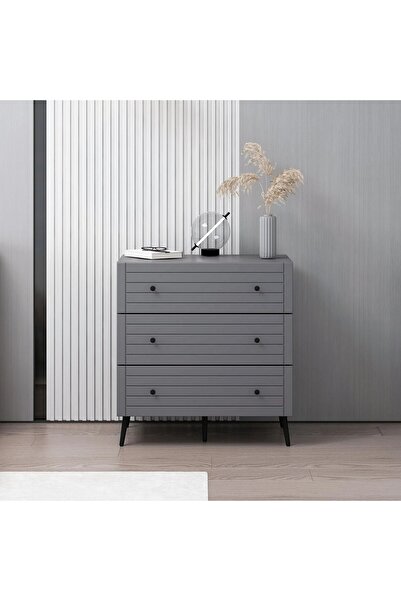 Minar Bona Country 3 Çekmeceli Mebran Şifonyer-Antrasit