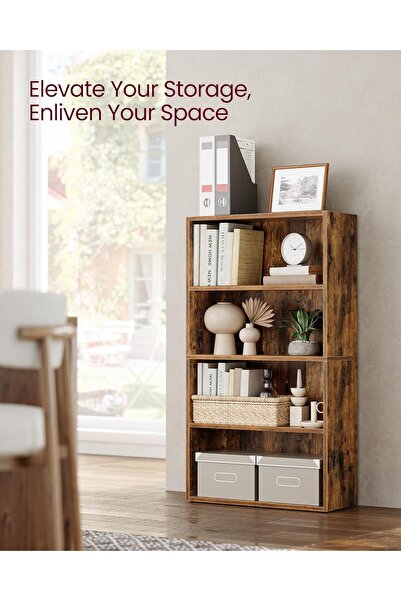 Chulovs 4-Tier Floor Bookcase 1.08m for Home/Office/Living Room - Vintage Brown