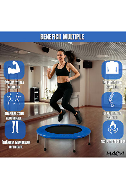 MACVI ® Trampoline, 97 cm, perfect for kids and fitness workouts, supports up to 70 kg