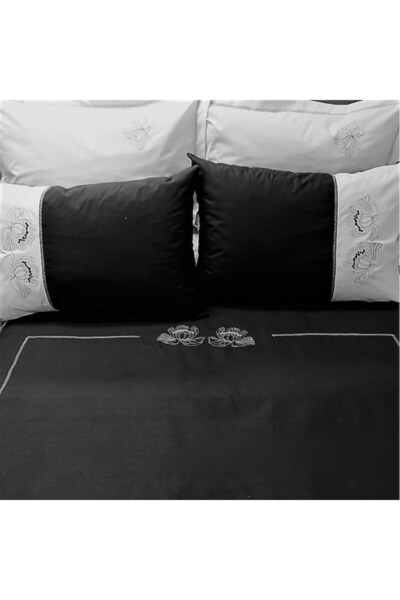 Casa Bucuriei Embroidered bedding set 'Iris' by Casa Bucuriei, 6-piece, 100% cotton for 180x200 cm bed