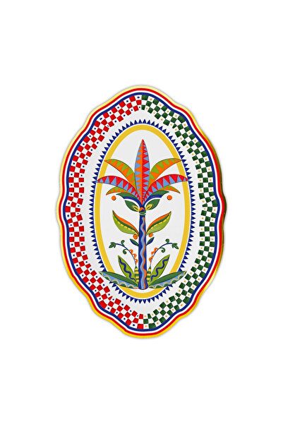 Baci Milano Dolce Vita Palm Tree Patterned Oval Serving Plate 35 cm