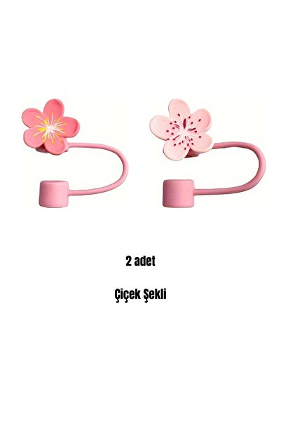 Store Termos Pipet Koruyucu 2 Adet Çiçek Pipet Koruyucu Silikon Pipet Kılıfı Pipet Tıpası