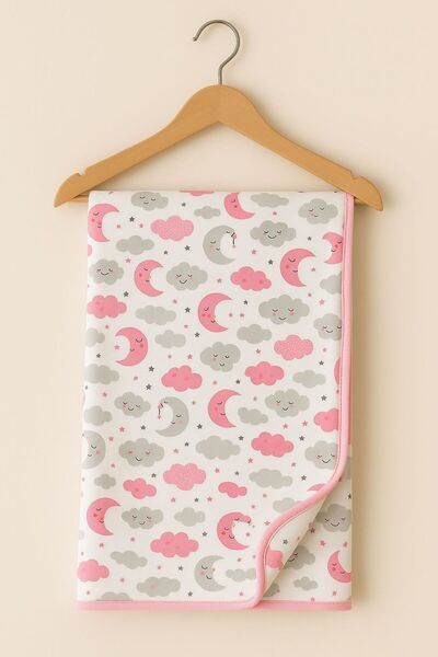 EFU BABY 100X100 Moon Patterned 100% Cotton Baby Cover & Blanket