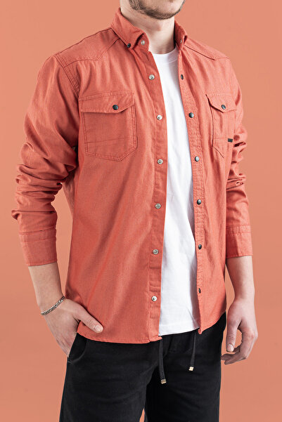 bombe Men's Slim Fit Slim Fit Denim Shirt