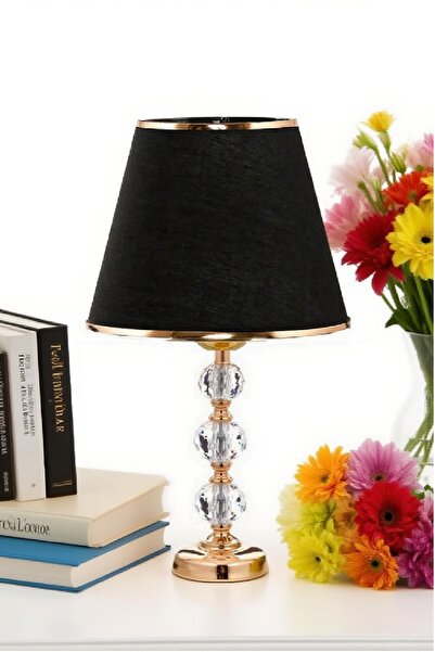 571 Store 3-Stone 55 cm Table Lampshade Glass Body Fabric Headboard Metal Leg Night Light Lighting