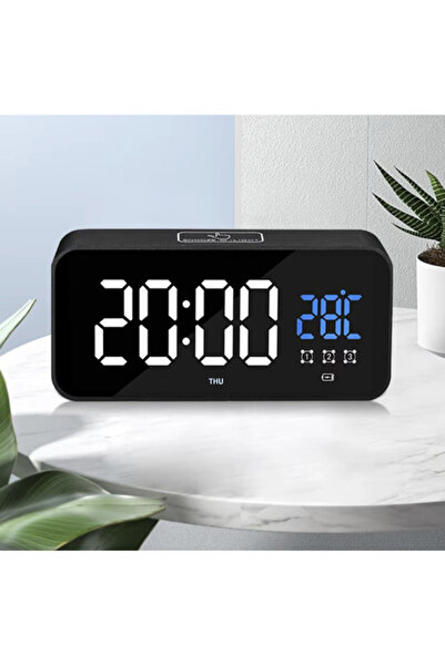 Selgot Alarm Clock with LED Backlight, Black, Size 13.8 x 6.5 x 3.4 cm