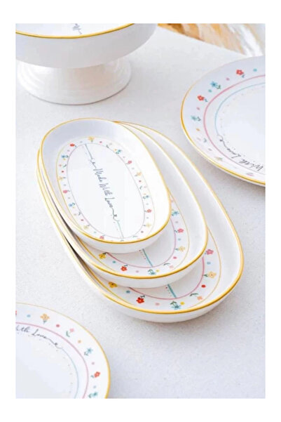 ACAR طقم أطباق بيضاء بنمط زهور وحروف من HCA7730 Livaldi مكون من 3 قطع