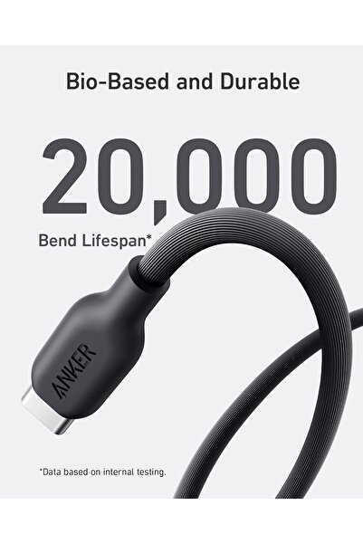 Anker USB-C to Lightning Cable (Phantom Black, 6ft) - MFi Certified, Bio-Based, Fast Charging