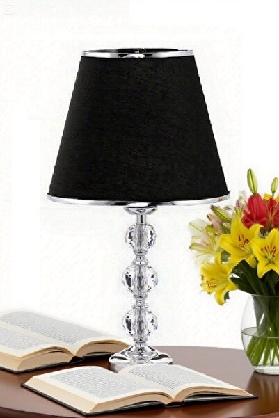 571 Store 3-Stone 55 cm Table Lampshade Glass Body Fabric Headboard Metal Leg Night Light Lighting