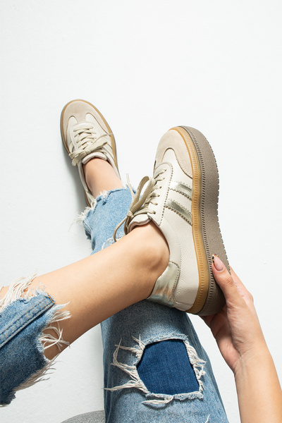 Getcho Γυναικεία αθλητικά παπούτσια Doak από γνήσιο δέρμα σε μπεζ χρώμα