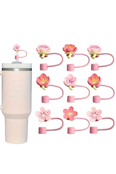 Store Termos Pipet Koruyucu 2 Adet Çiçek Pipet Koruyucu Silikon Pipet Kılıfı Pipet Tıpası