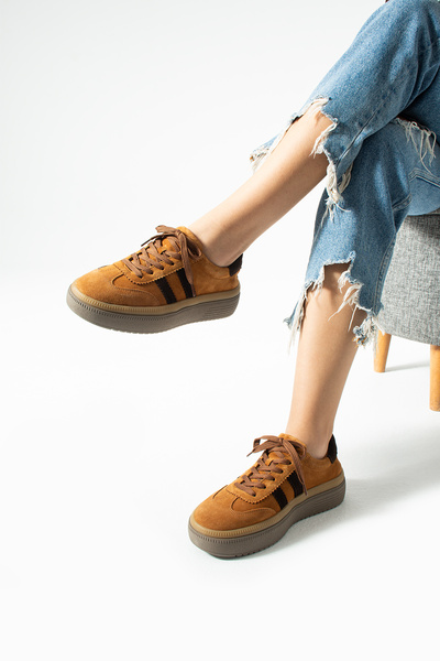 Getcho Γυναικεία αθλητικά παπούτσια Doak από γνήσιο δέρμα σουέτ, μαύρισμα