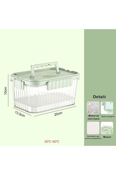 Flippy portable food container, 1500 ml, 2 forks, detachable freezer lids, leak-proof, transparent
