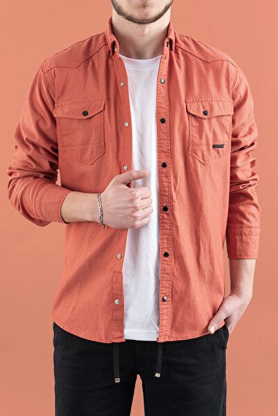 bombe Men's Slim Fit Slim Fit Denim Shirt