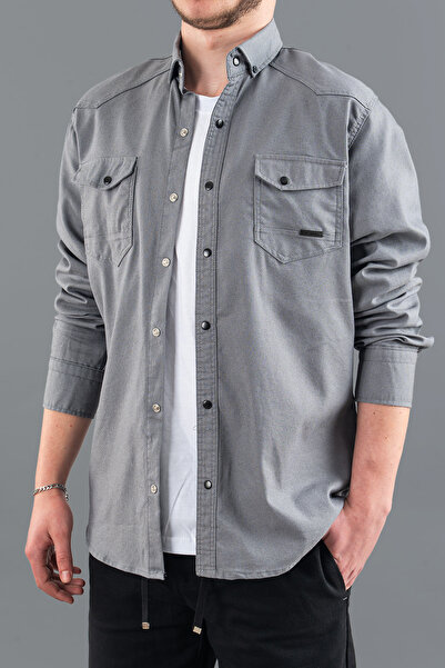 bombe Men's Slim Fit Slim Fit Denim Shirt