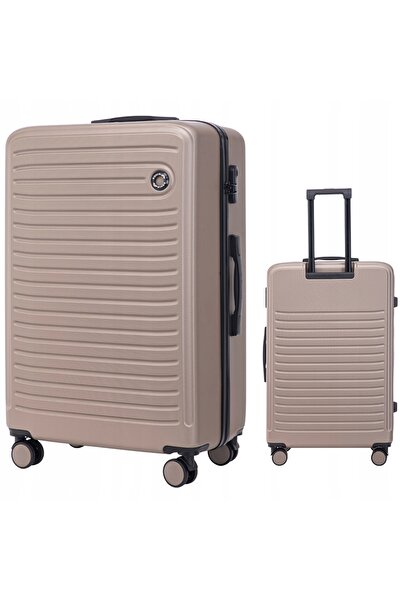 WINGS BRAND Bagaj WINGS COOT XXL ABS cu 4 roți, 97L, auriu, cu încuietoare, geantă de călătorie