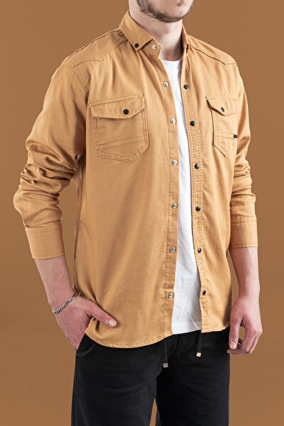 bombe Men's Slim Fit Slim Fit Denim Shirt