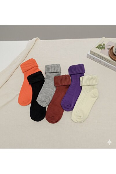 H&N 6'lı Kalın Kışlık Yünlü Kıvrık Kadın Soket Çorap Set