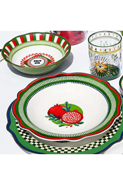 Baci Milano Dolce Vita Nar Desenli Çukur Tabak 23 Cm