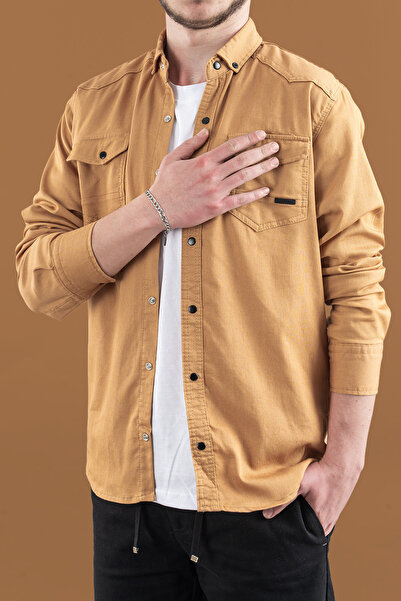 bombe Men's Slim Fit Slim Fit Denim Shirt