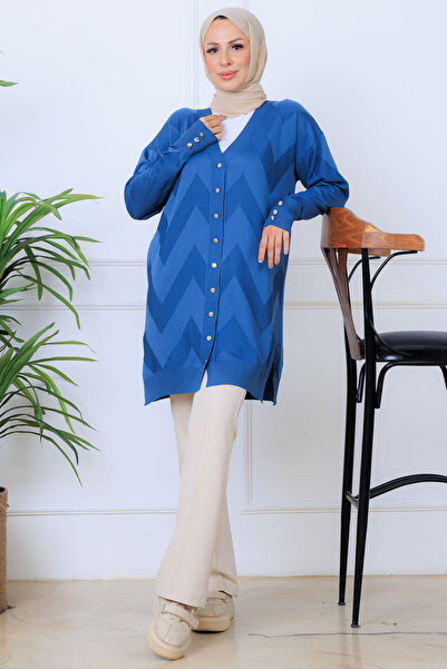 benguen Μακριά ζακέτα με σχέδιο N3193 Indigo