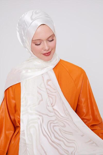 Levidor Ekru Soyut Desen Deluxe Devore Şal