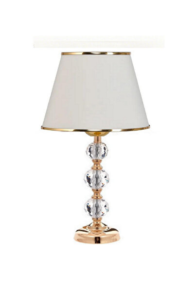 571 Store 3-Stone 55 cm Table Lampshade Glass Body Fabric Headboard Metal Leg Night Light Lighting