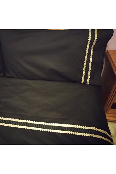 Casa Bucuriei Bedding set for 140x200x40 cm mattress, Lux, 4-piece, black, 100% cotton