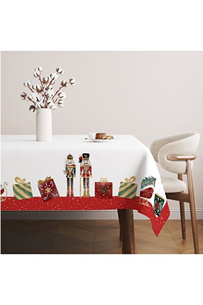 Lenjerii Deosebite Fata de masa Craciun bumbac 140x220cm cu spargatorul de nuci, Nutker