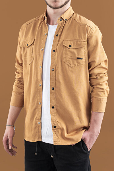 bombe Men's Slim Fit Slim Fit Denim Shirt
