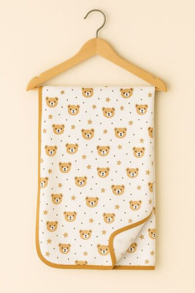 EFU BABY 100X100 Bear Patterned 100% Cotton Baby Cover & Blanket