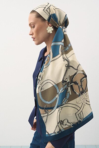 Jolamier Desenli Modal Şal Hamhara Mavi