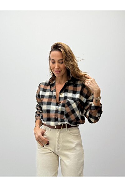 Maldia Shop Women's Elva Brown Lumberjack Oversized Shirt