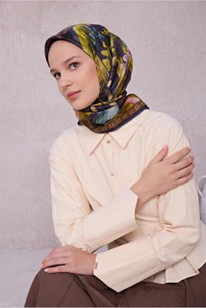 Belli Tivil Pure Silk Scarf 4216 - 53 Αφηρηματικό σχέδιο σε σκούρο μωβ