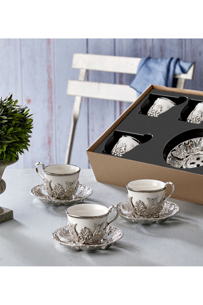 cezpot 12 Parça 6 Kişilik Porselen Kahve Fincanı Takımı, Söz Nişan Kahve Fincanı