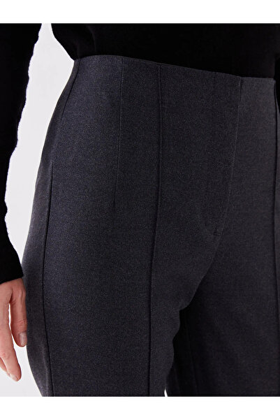 LC Waikiki Lcwaikiki Basic Anthracite Slim Fit Women's Trousers with Stitching Detail