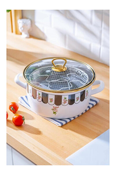 ACAR XAP7783 Çiçek Desenli Emaye Kızartma Tenceresi 22 cm