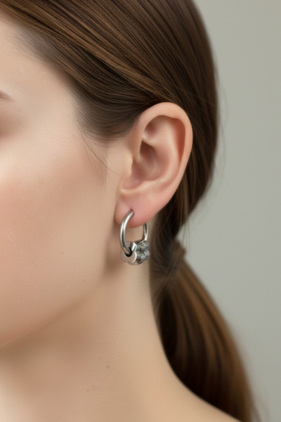 Modacaprea Çelik 3 Çiçekli Klipsli Kadın Küpe I Karamaz Kadın Çelik Küpe