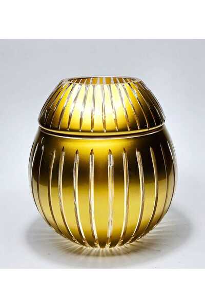 Kristal Market Handmade Cut Crystal Pearl Sphere Pattern Decorative Presentation Holder with Lid Napkin Holder