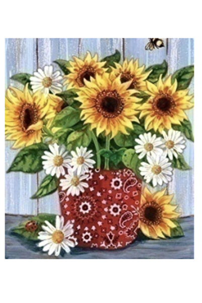 Krista Tablou pe pânză PM501 Vază cu floarea-soarelui, pictură pe numere, cu ...