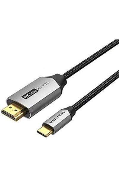 Vention 2m Cotton-Braided USB-C to HDMI Cable (Black, Aluminum Alloy)