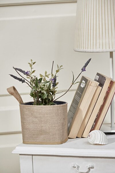 HomyJRs Jute Fabric Decorative Cobalt Basket 13X15 cm