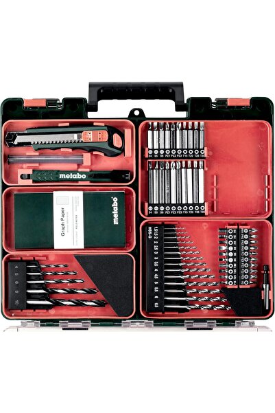 Metabo Power Max BS Drill Driver (6.00080.88) 10.8V, 2x 2.0Ah Batteries, 62-piece Kit, Green