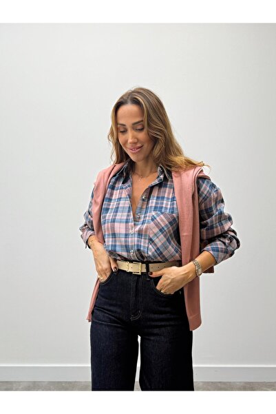 Maldia Shop Kadın Elva Pudra Oduncu Oversıze Gömlek