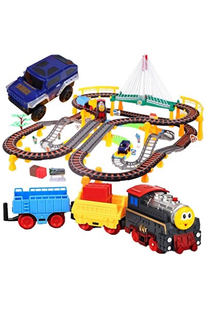 MACVI Șină Macvi® 2-în-1 XXL, 140 buc, tren și mașină, pod ușor, viteză mare, multicolor